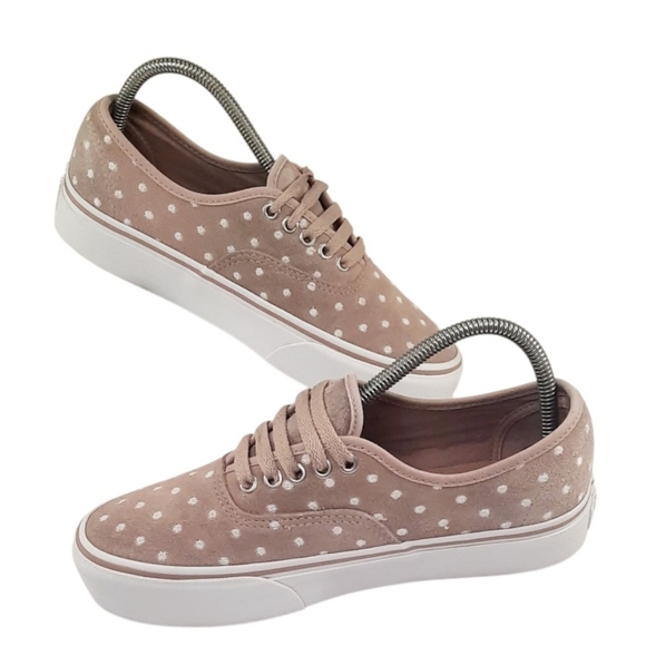 Vans Authentic Platform Suede Polka Dot Shadow Pink-Tan Shoes Size 8 Women's - Picture 2 of 5